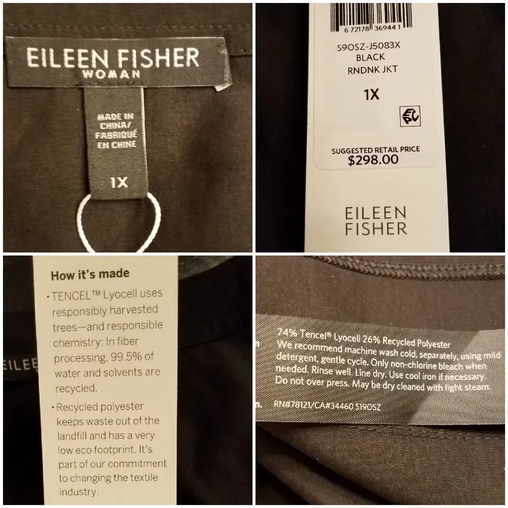 NEW Eileen Fisher Open Front Crop Jacket sz 1X - Picture 8 of 8